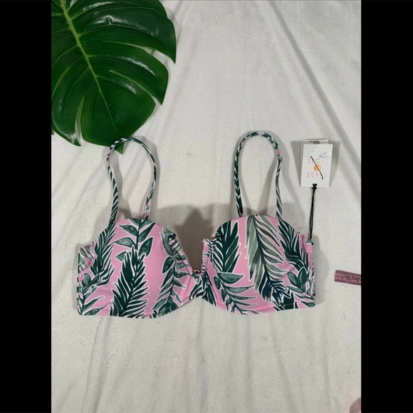 NWT $30 Shade & Shore Sun Tan Push Up V Wire Bandeau Bikini Top [SZ 34B‎ ] - Picture 5 of 13
